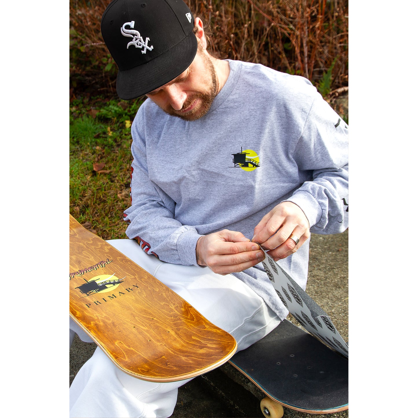 Instrumental Skateboards x Primary Skate Shop Beach Hut L/S Tee - Grey